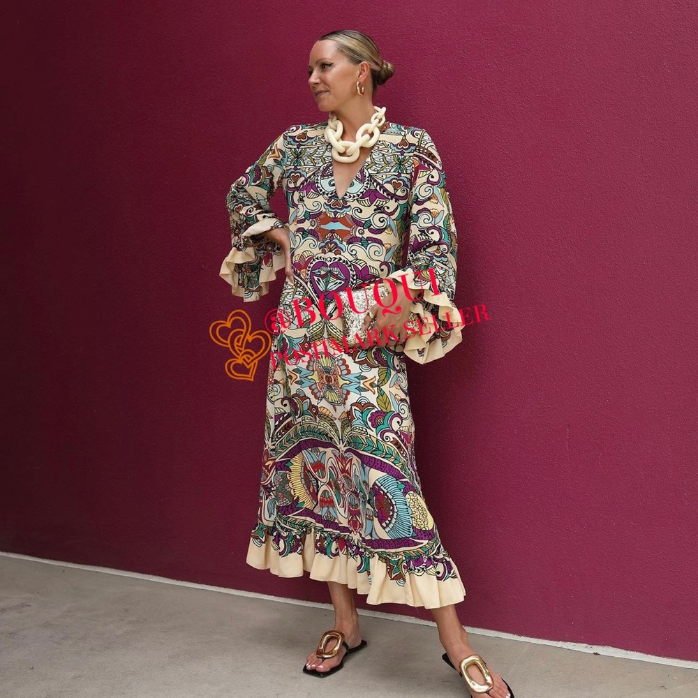 BLOGGERS FAV ZARA MULTICOLORED PRINTED DRESS